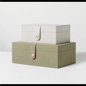 Hearth & Hand Magnolia Fabric Storage Box Set of 2/Green